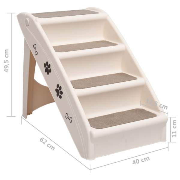  Hundetreppe Klappbar Creme 62x40x49,5 cm 