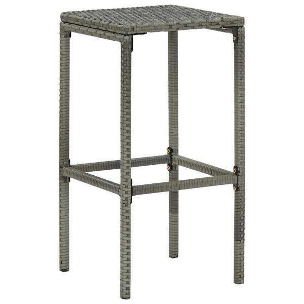  Barhocker mit Kissen 4 Stk. Grau Poly Rattan