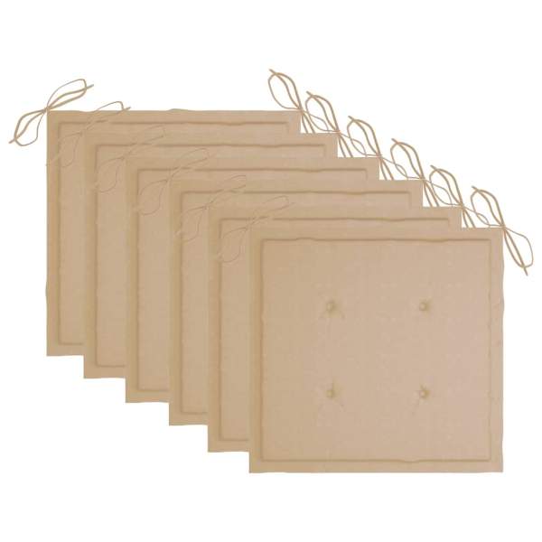  Gartenstuhl-Kissen 6 Stk. Beige 50x50x3 cm Oxford-Gewebe