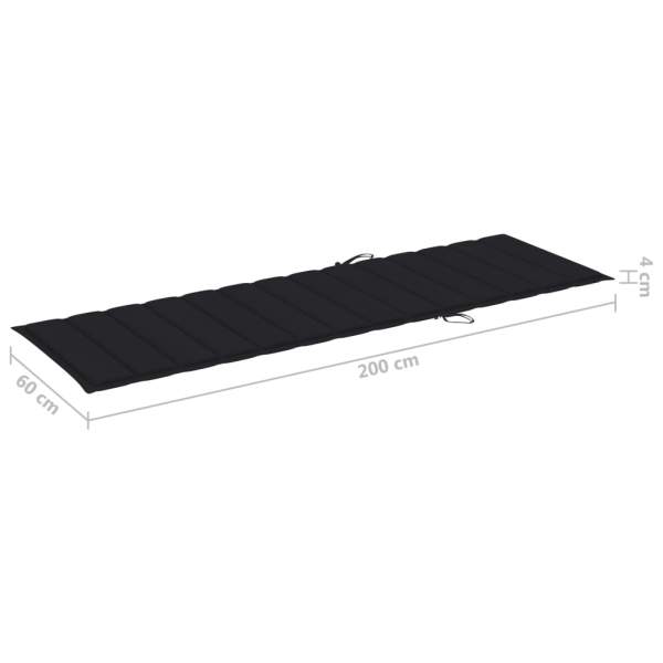  Sonnenliegen-Auflage Schwarz 200x60x3 cm Oxford-Gewebe