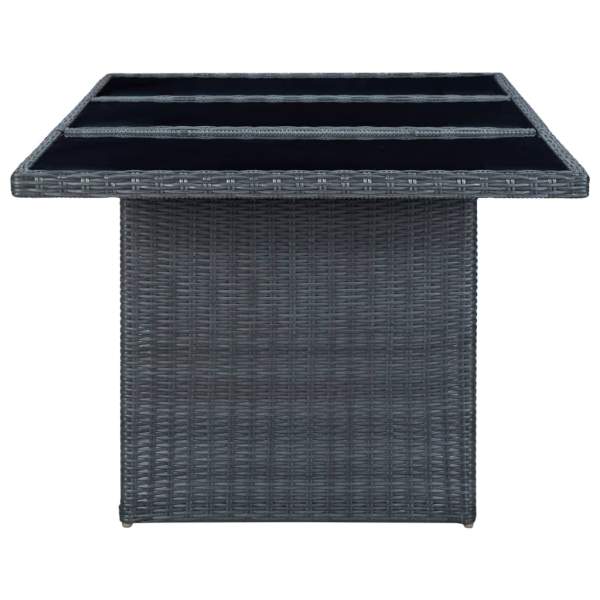  Gartentisch Dunkelgrau Poly Rattan und Hartglas