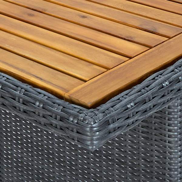  Gartentisch Dunkelgrau Poly Rattan und Akazie Massivholz