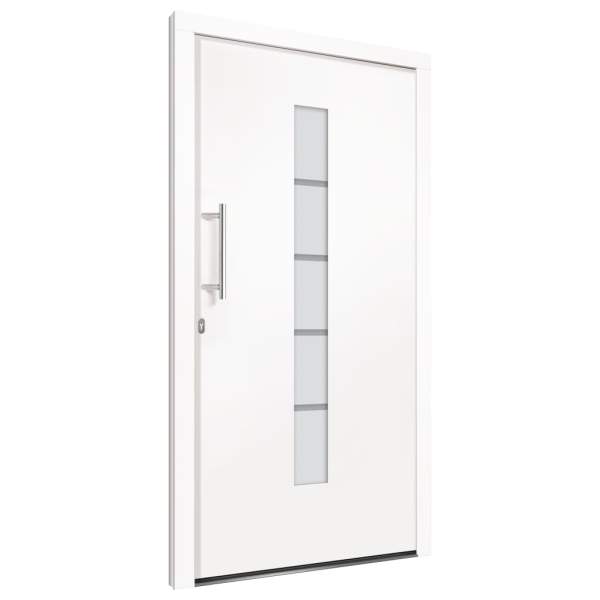  Eingangstür Aluminium und PVC Weiß 100x210 cm  