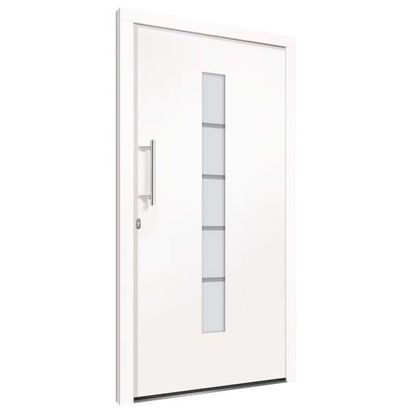  Eingangstür Aluminium und PVC Weiß 110x210 cm  