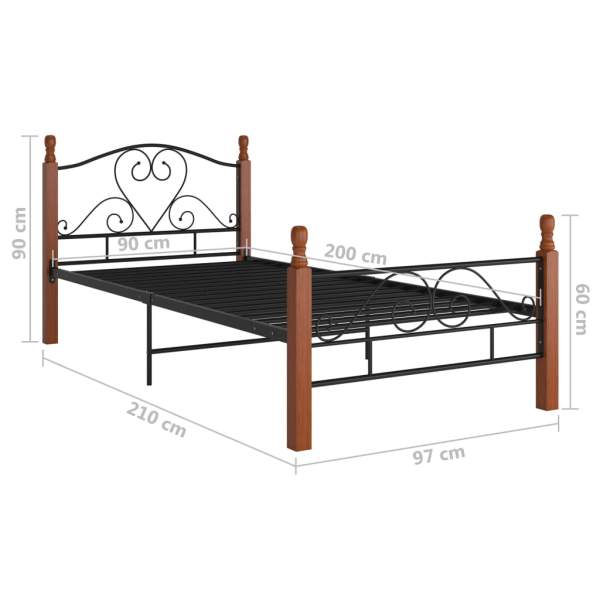 324939  Bed Frame Black Metal 90x200 cm