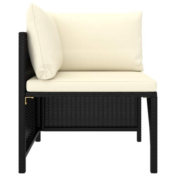  2-Sitzer-Gartensofa mit Kissen Schwarz Poly Rattan