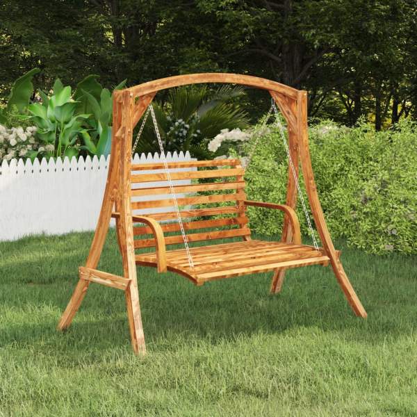 Schaukelbank Bugholz Massiv mit Teak-Finish 126x63x92 cm Schaukelbank Bugholz Massiv mit Teak-Finish 126x63x92 cm