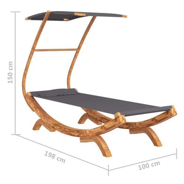  Sonnenliege mit Dach 100x190x134 cm Bugholz Massiv Anthrazit
