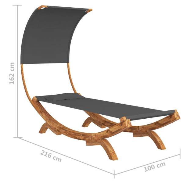  Sonnenliege mit Dach 100x200x126 cm Bugholz Massiv Anthrazit