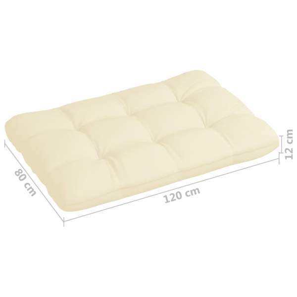  Palettenkissen Creme 120x80x12 cm Stoff