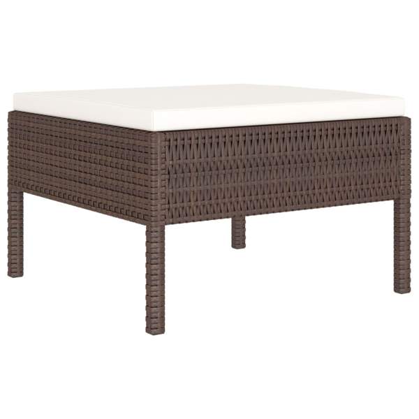  6-tlg. Garten-Lounge-Set mit Auflagen Poly Rattan Braun