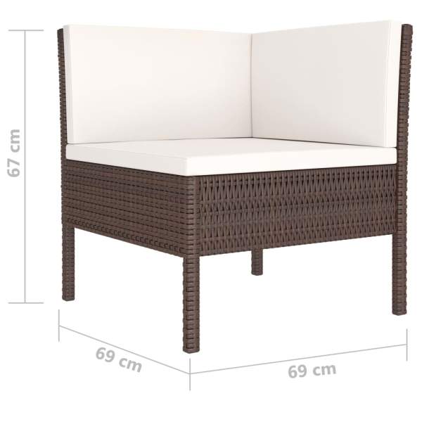  6-tlg. Garten-Lounge-Set mit Auflagen Poly Rattan Braun