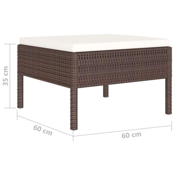  6-tlg. Garten-Lounge-Set mit Auflagen Poly Rattan Braun