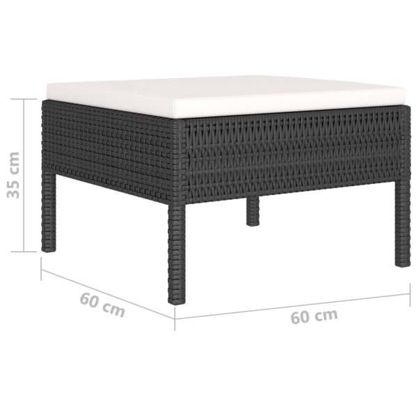  10-tlg. Garten-Lounge-Set mit Auflagen Poly Rattan Schwarz