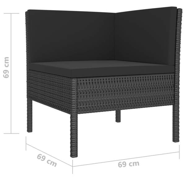  6-tlg. Garten-Lounge-Set mit Auflagen Poly Rattan Schwarz