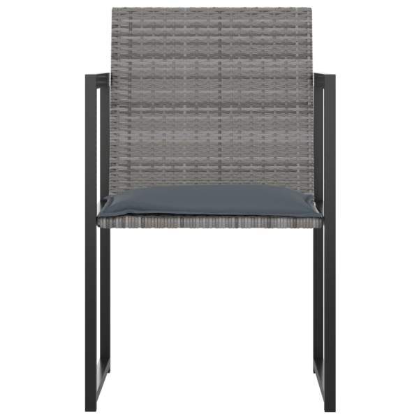  7-tlg. Garten-Essgruppe mit Kissen Poly Rattan Grau