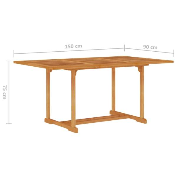  Gartentisch 150x90x75 cm Teak Massivholz
