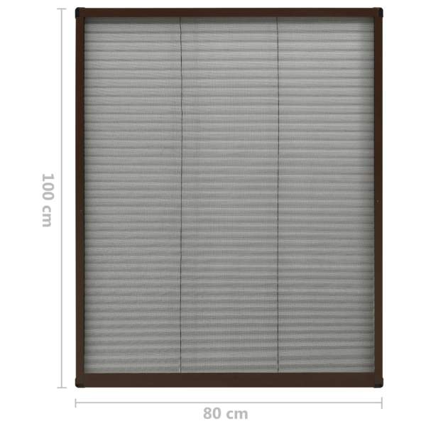  Insektenschutz-Plissee für Fenster Aluminium Braun 80x100 cm