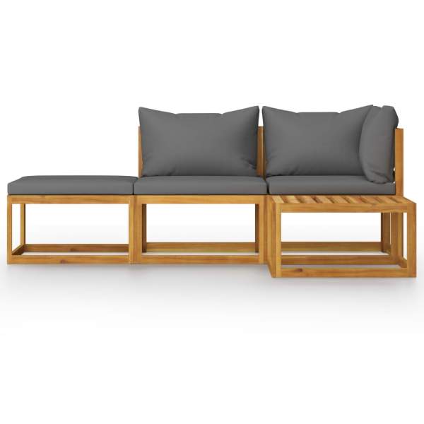  4-tlg. Garten-Lounge-Set mit Auflagen Massivholz Akazie