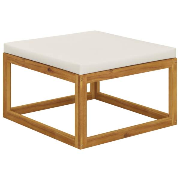  5-tlg. Garten-Lounge-Set mit Auflagen Creme Massivholz Akazie