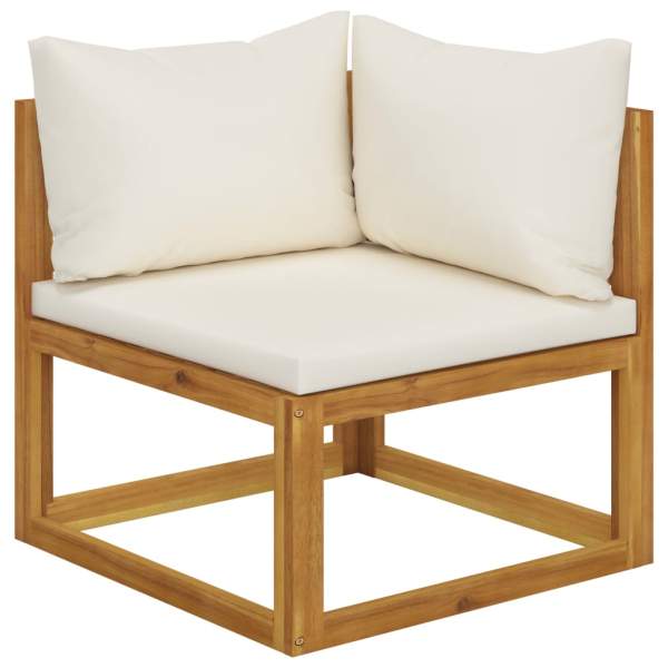  5-tlg. Garten-Lounge-Set mit Auflagen Creme Massivholz Akazie