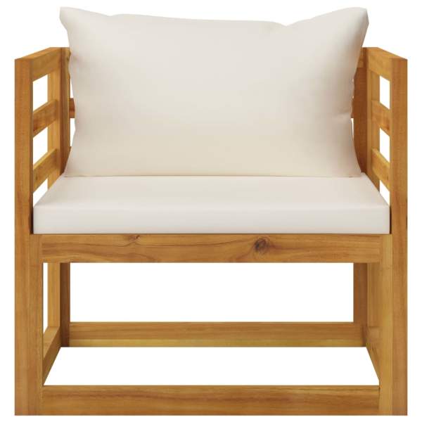  5-tlg. Garten-Lounge-Set mit Auflagen Creme Massivholz Akazie