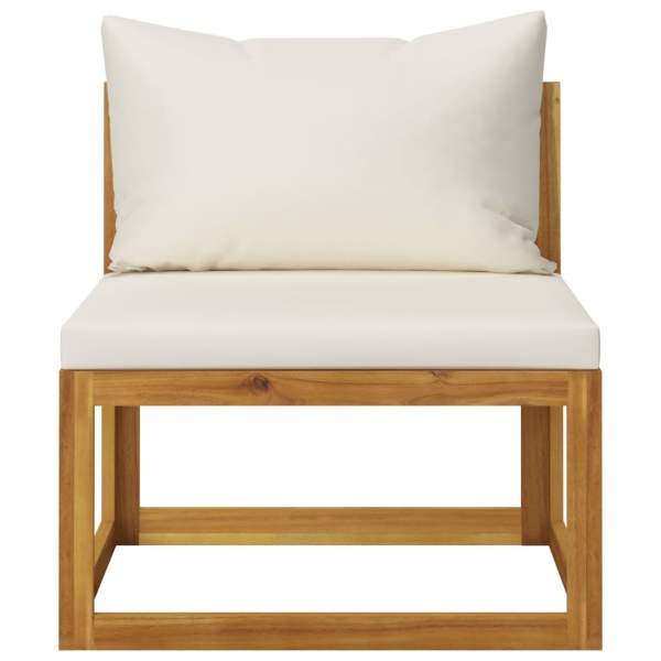  11-tlg. Garten-Lounge-Set mit Auflagen Creme Massivholz Akazie
