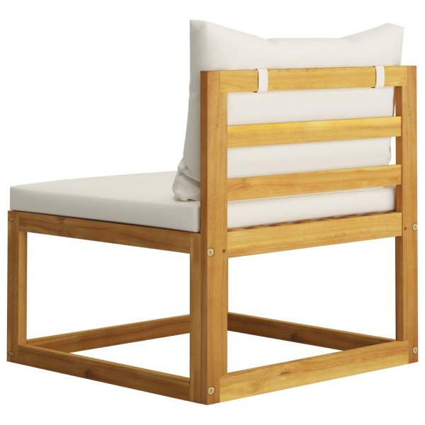  4-tlg. Garten-Lounge-Set mit Auflagen Creme Massivholz Akazie