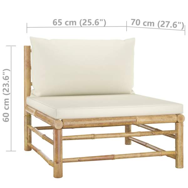  3-tlg. Garten-Lounge-Set mit Kissen Bambus