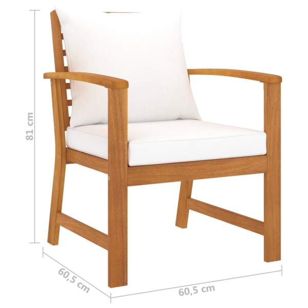  5-tlg. Garten-Lounge-Set mit Auflagen Massivholz Akazie