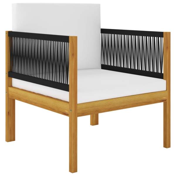  6-tlg. Garten-Lounge-Set mit Kissen Cremeweiß Massivholz Akazie