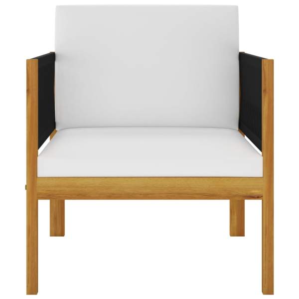  6-tlg. Garten-Lounge-Set mit Kissen Cremeweiß Massivholz Akazie