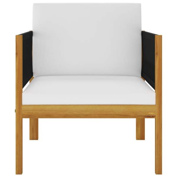  7-tlg. Garten-Lounge-Set mit Kissen Cremeweiß Massivholz Akazie