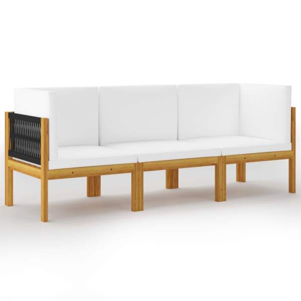  3-Sitzer-Gartensofa mit Kissen Massivholz Akazie
