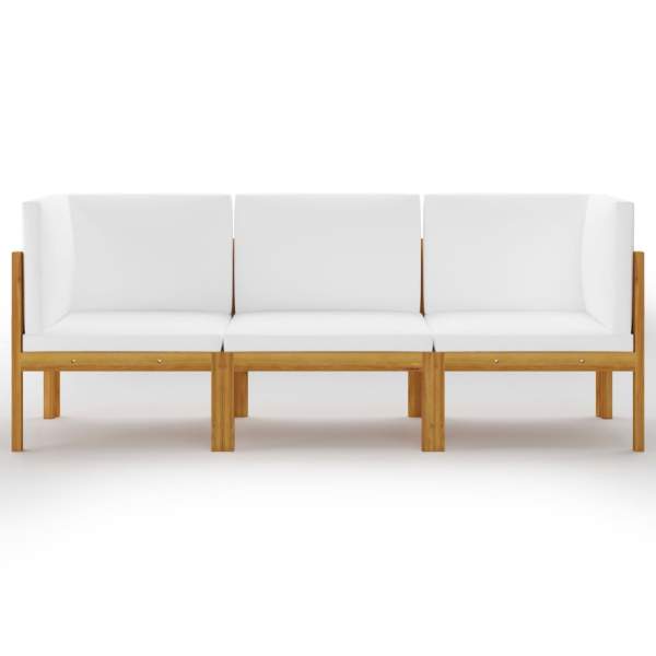  3-Sitzer-Gartensofa mit Kissen Massivholz Akazie