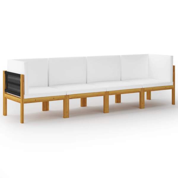  4-Sitzer-Gartensofa mit Kissen Massivholz Akazie