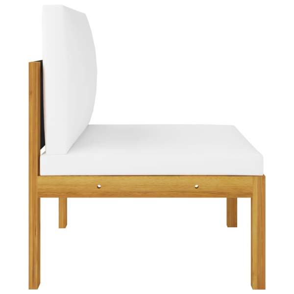  10-tlg. Garten-Lounge-Set mit Kissen Cremeweiß Massivholz Akazie