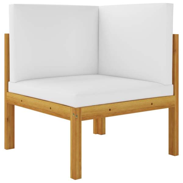  7-tlg. Garten-Lounge-Set mit Kissen Cremeweiß Massivholz Akazie