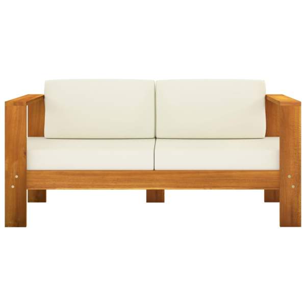  8-tlg. Garten-Lounge-Set mit Creme Auflagen Massivholz Akazie