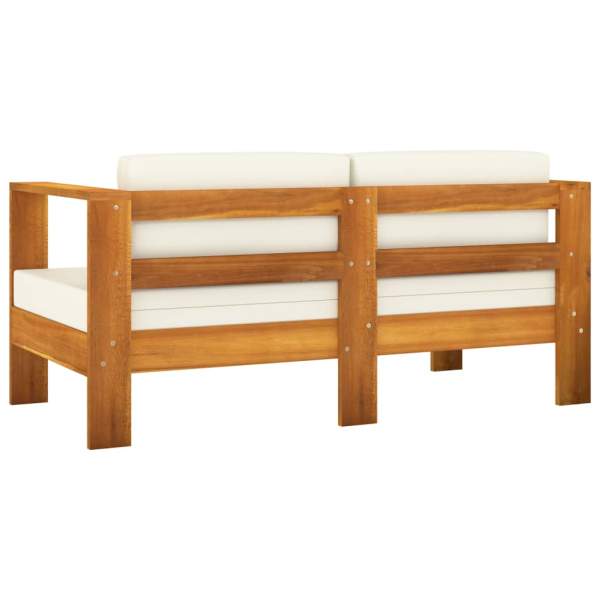  10-tlg. Garten-Lounge-Set mit Creme Auflagen Massivholz Akazie