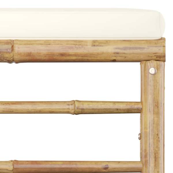  4-tlg. Garten-Lounge-Set mit Cremeweißen Kissen Bambus