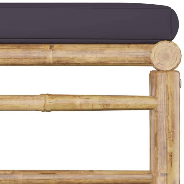  6-tlg. Garten-Lounge-Set mit Dunkelgrauen Kissen Bambus
