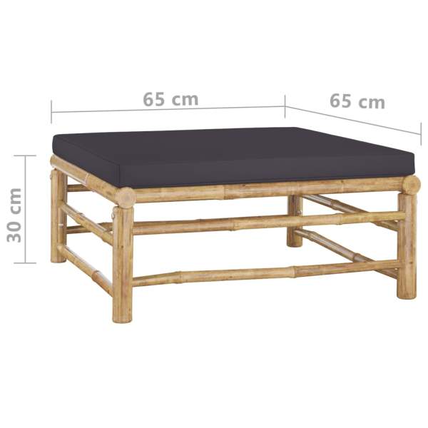  3-tlg. Garten-Lounge-Set mit Dunkelgrauen Kissen Bambus