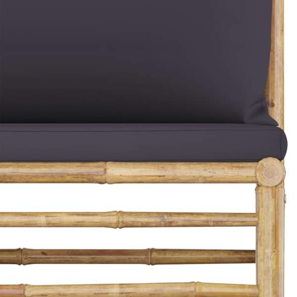  7-tlg. Garten-Lounge-Set mit Dunkelgrauen Kissen Bambus