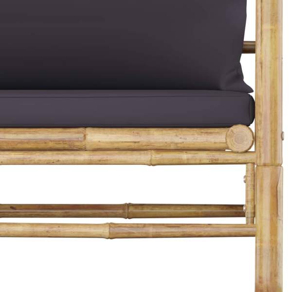  7-tlg. Garten-Lounge-Set mit Dunkelgrauen Kissen Bambus