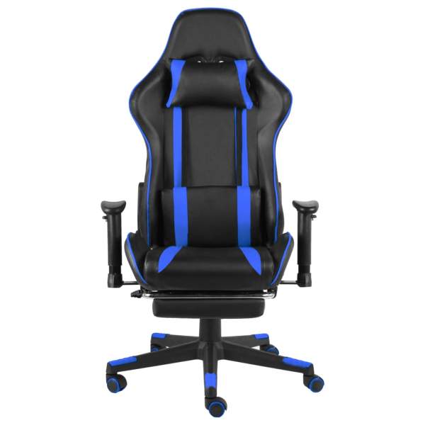  Gaming-Stuhl mit Fußstütze Drehbar Blau PVC