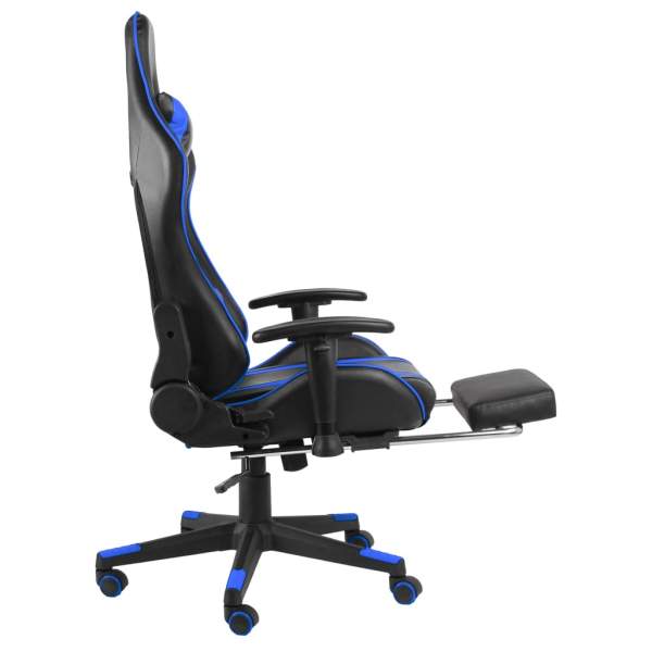  Gaming-Stuhl mit Fußstütze Drehbar Blau PVC