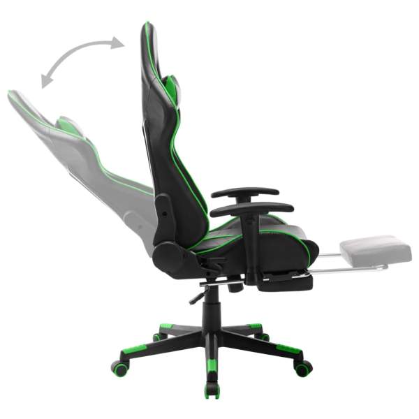  Gaming-Stuhl mit Fußstütze Schwarz und Grün Kunstleder