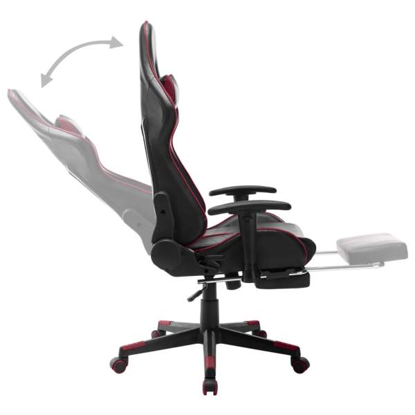  Gaming-Stuhl mit Fußstütze Schwarz und Weinrot Kunstleder