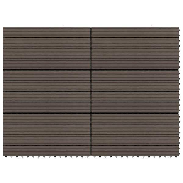  Terrassenfliesen 6 Stk. WPC 60x30 cm 1,08 m² Dunkelbraun  